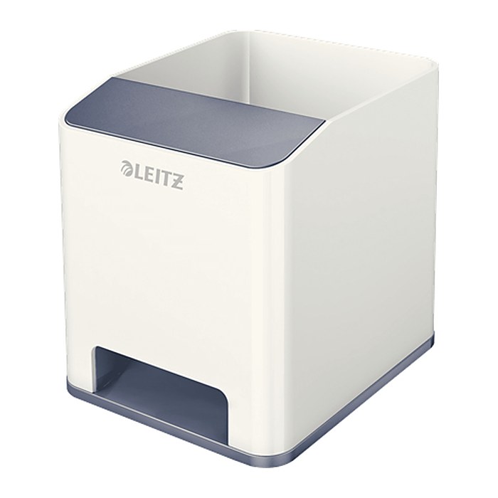 LEITZ Stiftehalter WOW Duo Colour perlweiß/grau Polystyrol 2 Fächer 9,0 x 10,1 x 10,0 cm