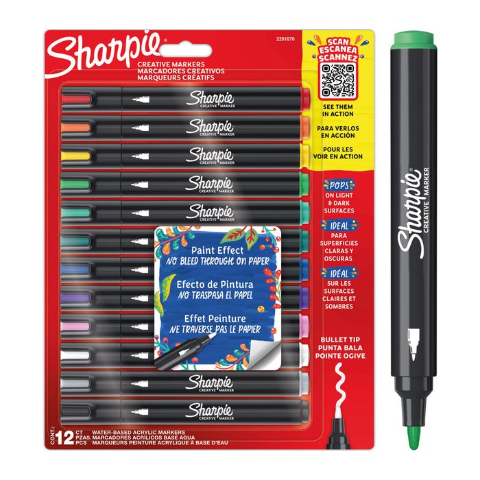 Sharpie Kreativmarker Rundspitze Acryl 12er schwarz/grau