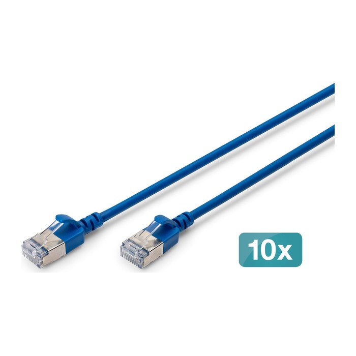 DIGITUS Patchkabel CAT 6A F/FTP Slim 0,50m blau 10 Stück