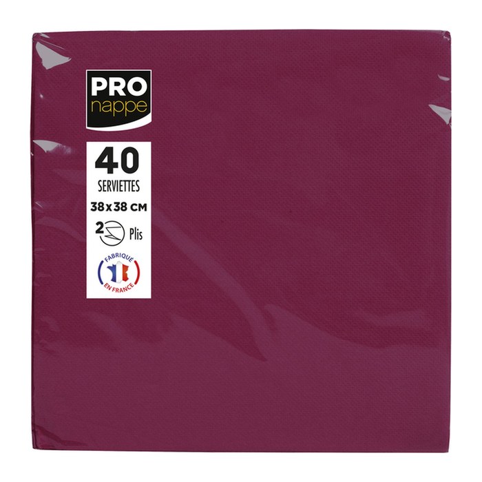 PROnappe Servietten bordeaux 2-lagig 38,0 x 38,0 cm, 40 St.
