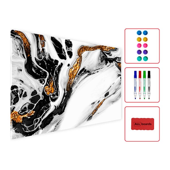 ALLboards Magnettafel 60,0 x 40,0 cm Marmor gold/weiß