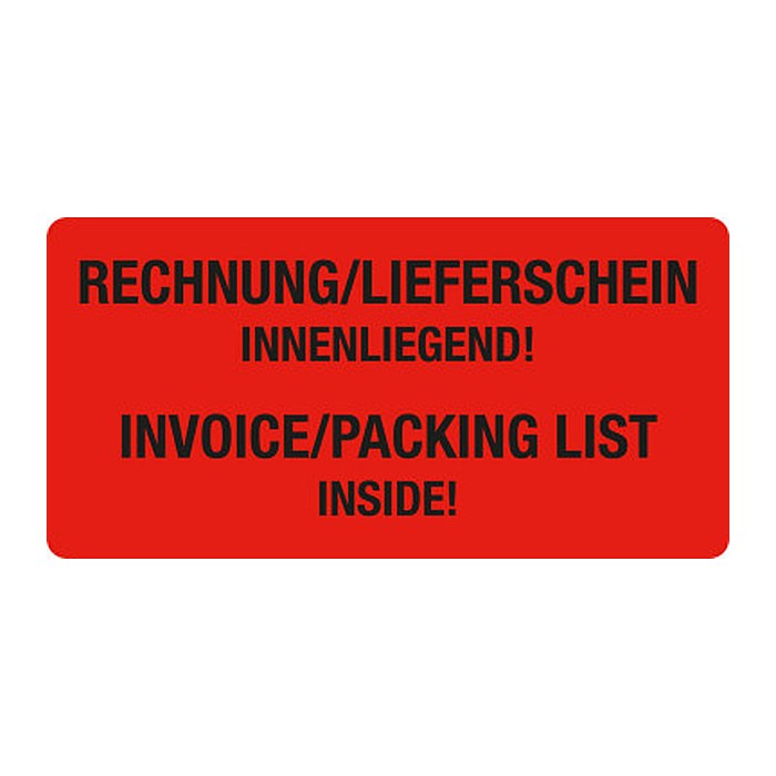 EICHNER Warnetiketten rot »Rechnung/Lieferschein innenliegend!« 100,0 x 50,0 mm, 250 Etiketten