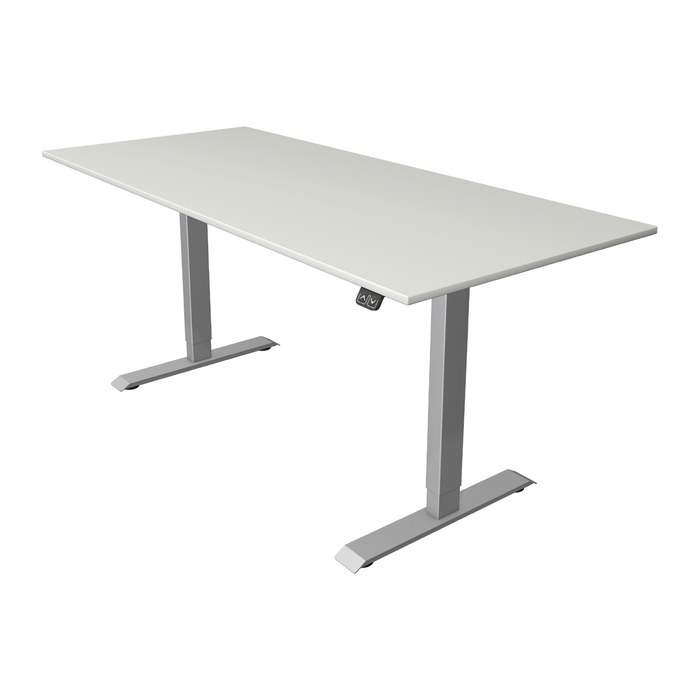 Kerkmann Move 1 elektrisch höhenverstellbarer Schreibtisch lichtgrau rechteckig, T-Fuß-Gestell silber 180,0 x 80,0 cm