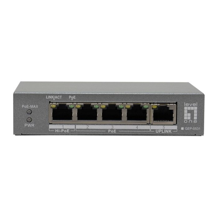 LevelOne PoE+Switch 3xGE PoE/1xHi-PoE 60W unmanaged Plastik