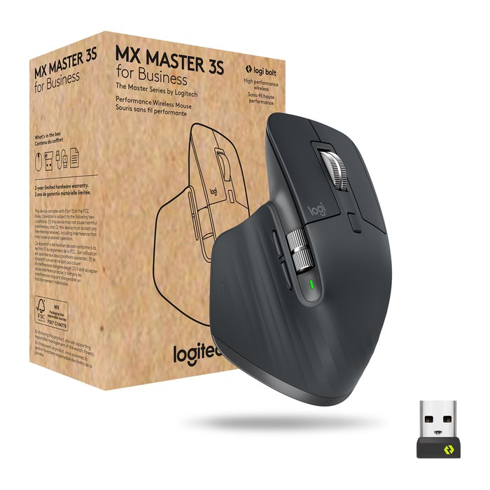 Logitech MX Master 3S for Business Maus ergonomisch kabellos graphit