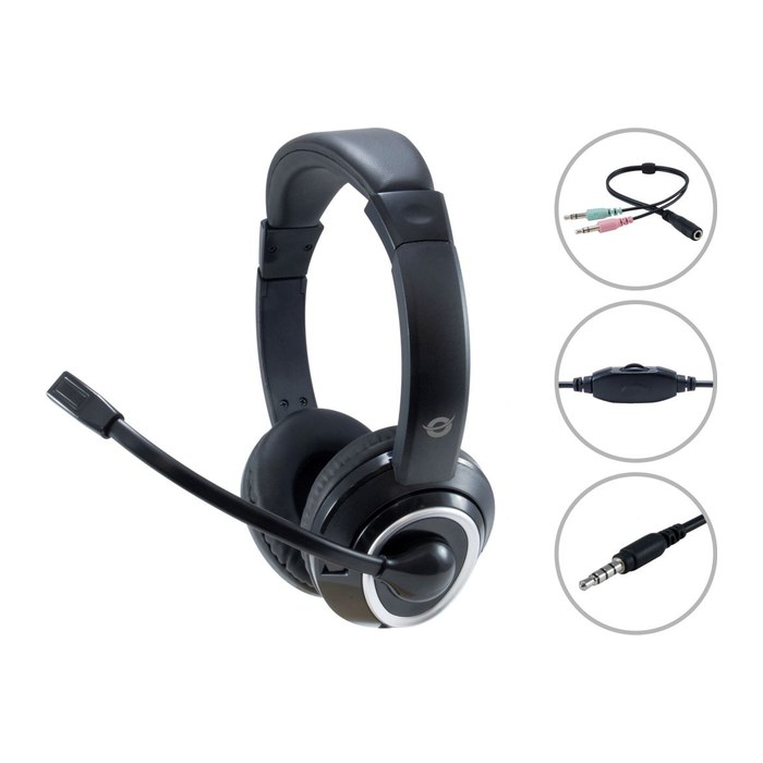 CONCEPTRONIC Headset Stereo AUX/Mikro/Bedien./Split.2.00m sw