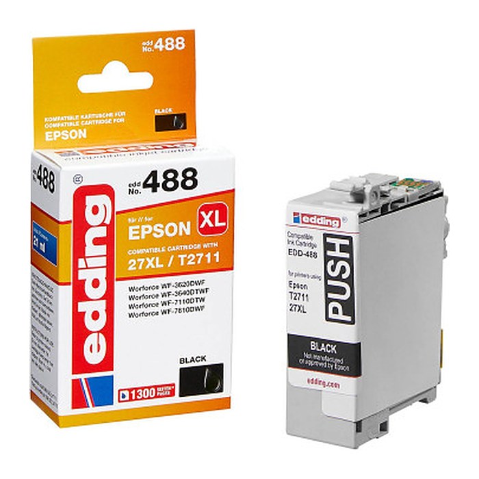edding EDD-488 schwarz Druckerpatrone kompatibel zu EPSON 27XL / T2711XL