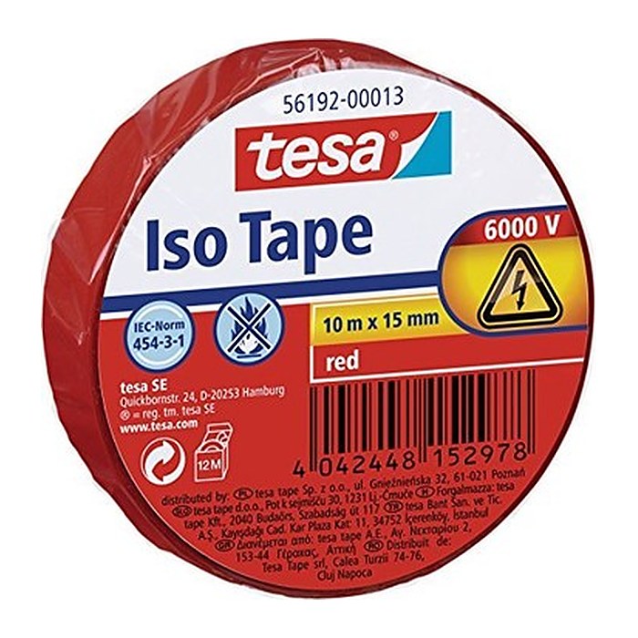 tesa Iso Tape Isolierband rot 15,0 mm x 10,0 m 1 Rolle