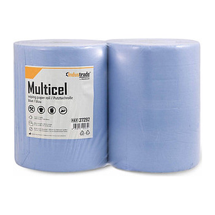 Industrade® Putztuchrollen Multicel 2-lagig blau, 1.000 Blätter, 2 Rollen