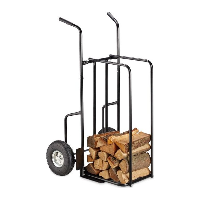 relaxdays Kaminholzwagen schwarz 63,0 x 65,0 x 120,0 cm