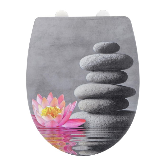 WENKO WC-Sitz mit Absenkautomatik Water Lily grau, rosa, 1 St.