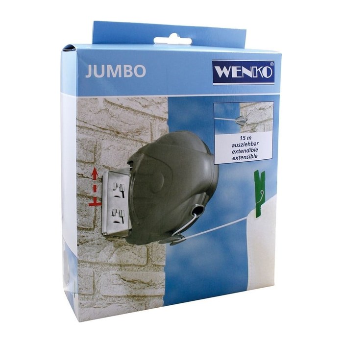 WENKO Wäscheleine ausziehbar Jumbo grau, weiß, 1 St.