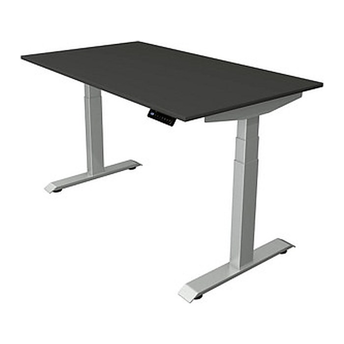 Kerkmann Move 4 elektrisch höhenverstellbarer Schreibtisch anthrazit rechteckig, T-Fuß-Gestell silber 140,0 x 80,0 cm