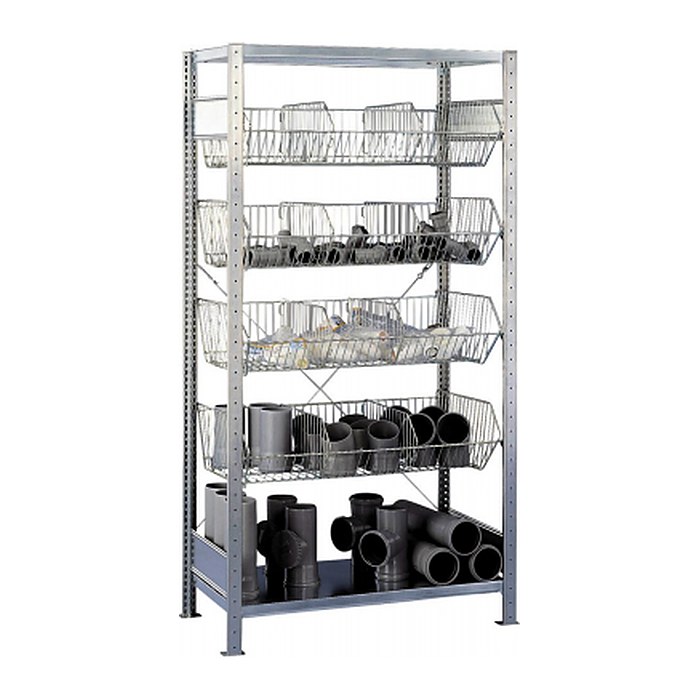 SCHULTE Drahtkorb-Schwerlastregal 13672 silber, verzinkt 100,0 x 50,0 x 200,0 cm