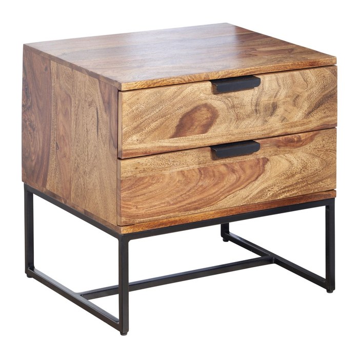 WOHNLING Nachttisch rechteckig Massivholz sheesham 40,0 x 50,0 x 51,0 cm, 1 St.