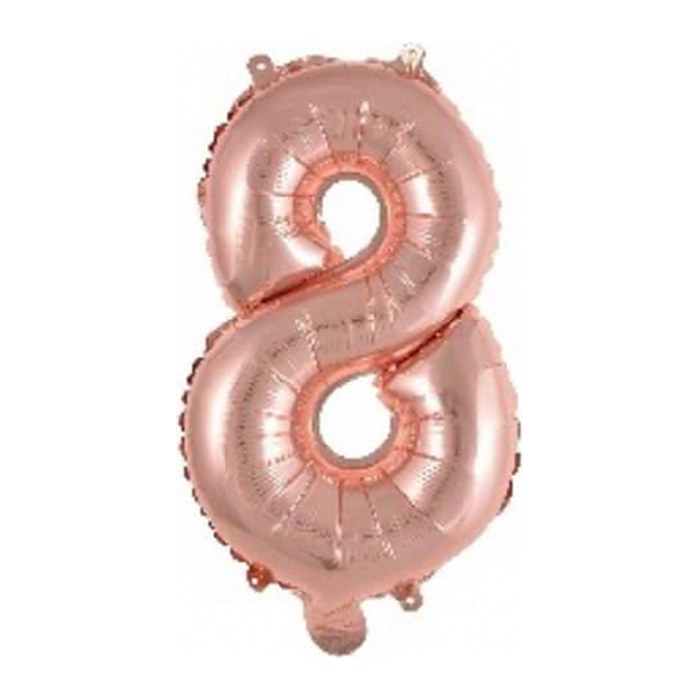 amscan® Folienballon Mini, Zahl 8 rosé, 1 St.