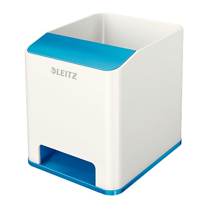 LEITZ Stiftehalter WOW Duo Colour perlweiß/blau Polystyrol 2 Fächer 9,0 x 10,1 x 10,0 cm