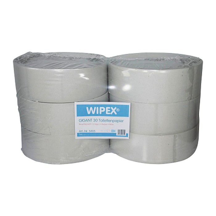 WIPEX® Jumbo-Toilettenpapier Gigant 30 1-lagig Recyclingpapier, 6 Rollen