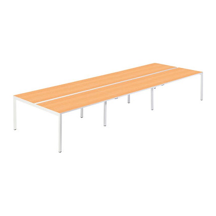 PAPERFLOW easyDesk Doppelschreibtisch buche rechteckig, 4-Fuß-Gestell weiß 480,0 x 166,0 cm