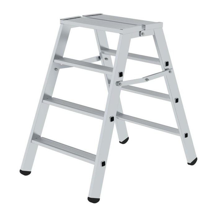 MUNK Stehleiter beidseitig 50096 silber 2x 4 Stufen, H: 93,0 cm