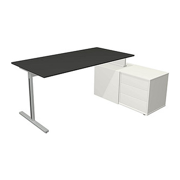 Kerkmann Form 1 Schreibtisch anthrazit, weiß rechteckig, T-Fuß-Gestell silber 160,0 x 80,0 cm
