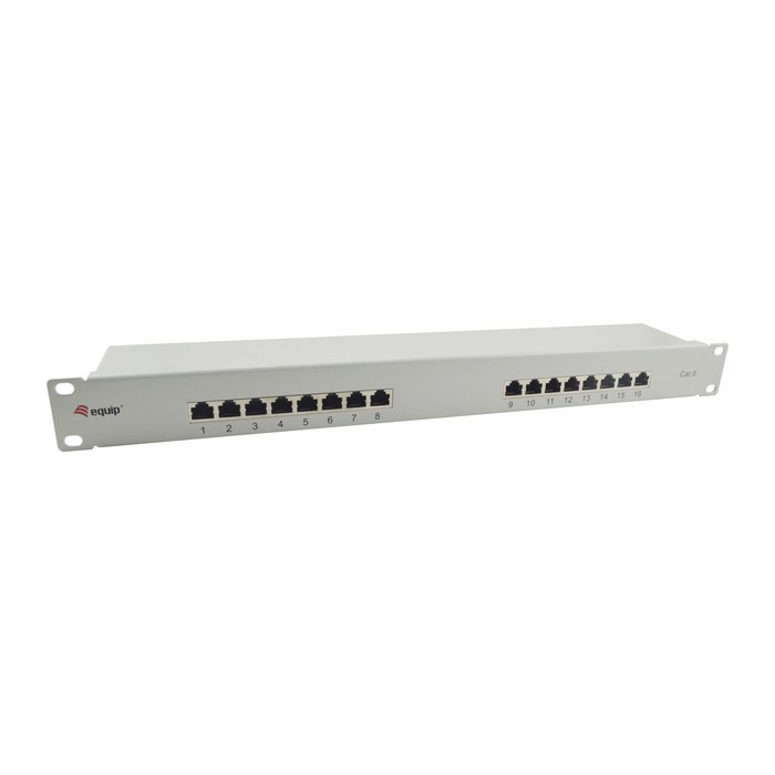 Equip 19" Patchpanel 16xRJ45 Cat6 FTP 1U 250MHz RAL7035