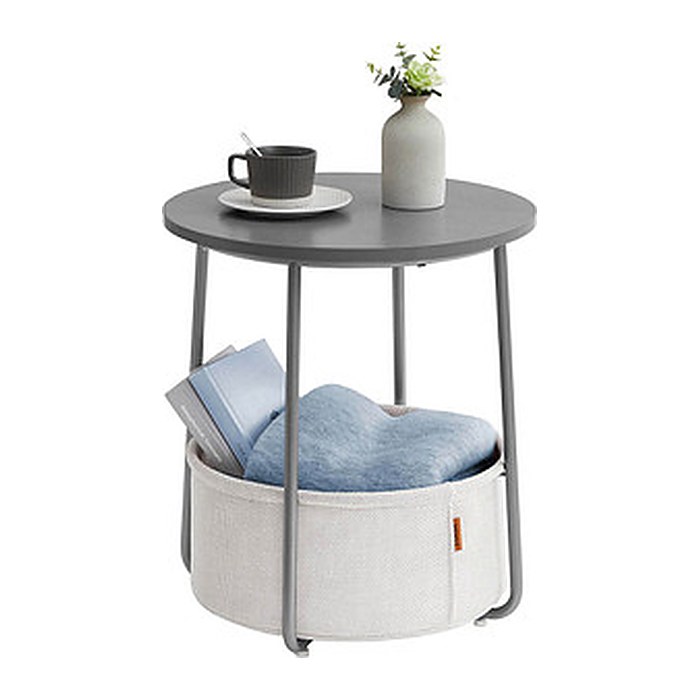 VASAGLE Beistelltisch rund Spanplatte grau 45,0 x 45,0 x 50,0 cm, 1 St.
