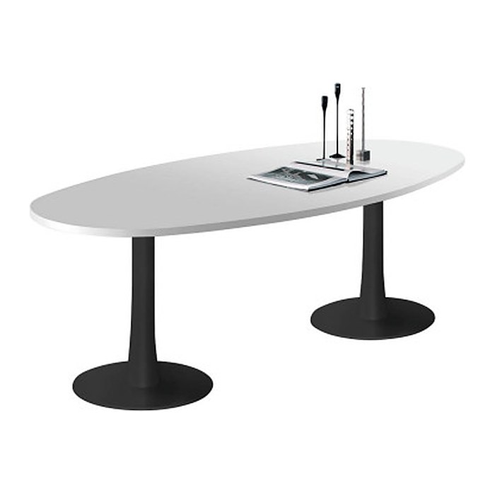 Quadrifoglio Konferenztisch Idea+ lichtgrau oval, Säulenfuß grau, 240,0 x 110,0 x 74,0 cm