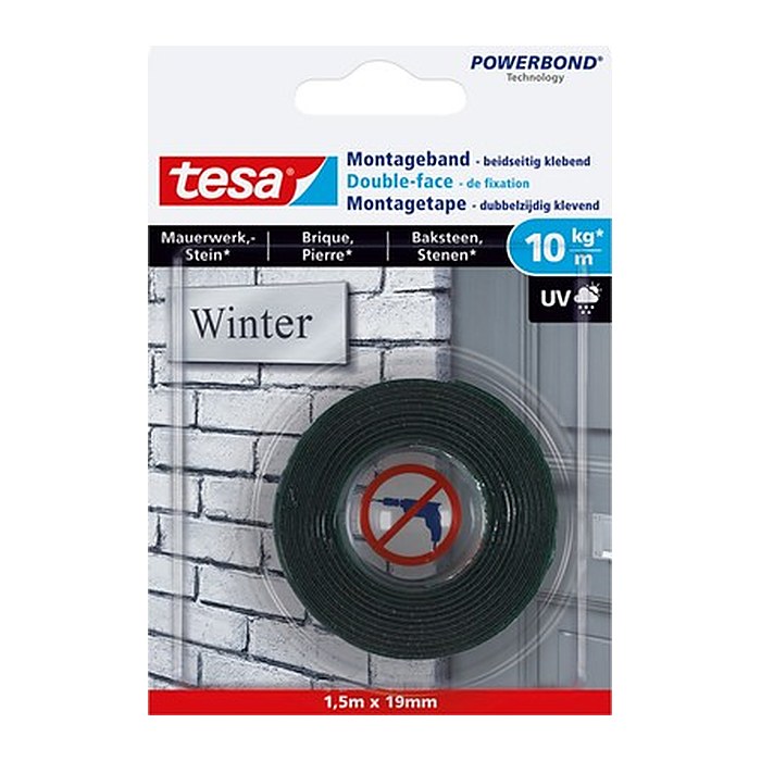 tesa Montageband 77748 doppelseitiges Klebeband 19,0 mm x 1,5 m, 1 Rolle