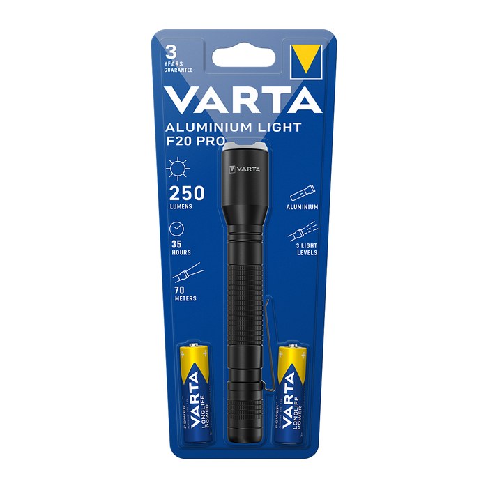 VARTA Aluminuim Light F20 Pro LED Taschenlampe schwarz 16,41 cm, 250 Lumen, 1 St.