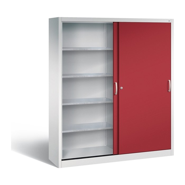 CP Stahlschrank 2149-00 S10053 lichtgrau, rubinrot 8 Fachböden 160,0 x 40,0 x 195,0 cm, aufgebaut, 1 St.