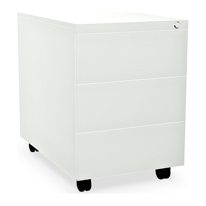 Design-Rollcontainer aus Stahl mit Schubladen – Signalweiß (3 Fächer, 3 Schübe)
