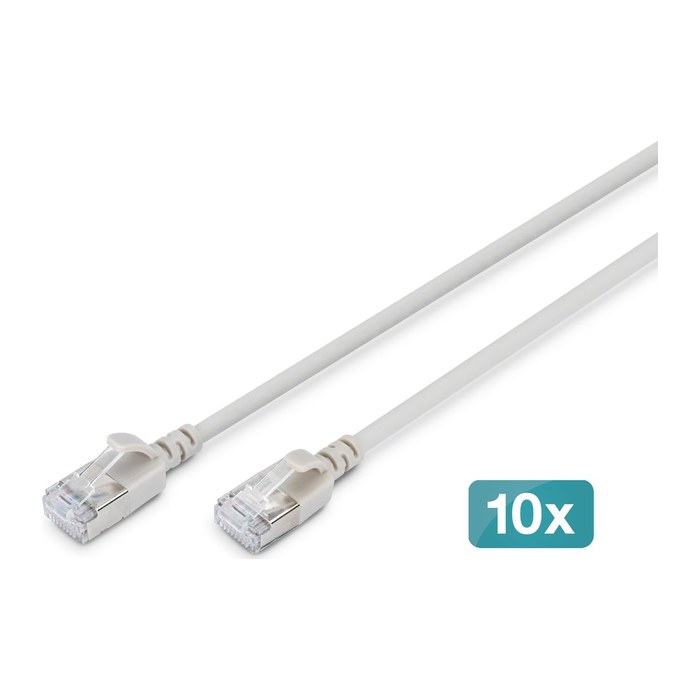 DIGITUS Patchkabel CAT 6A F/FTP Slim 1,00m grau 10 Stück