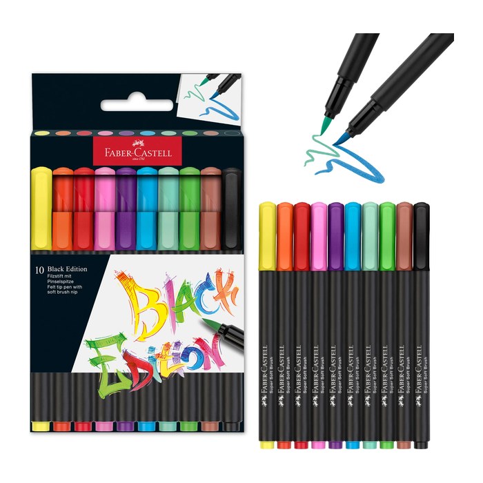 FABER-CASTELL Black Edition Filzstifte farbsortiert, 10 St.