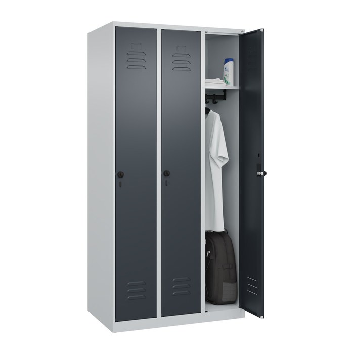 CP Spind Classic Plus anthrazitgrau, lichtgrau 080000-30 S10007, 3 Schließfächer 90,0 x 50,0 x 185,0 cm