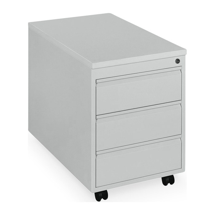 Rollcontainer aus Stahl inkl. Top (Korpus Lichtgrau, 3 Schübe)