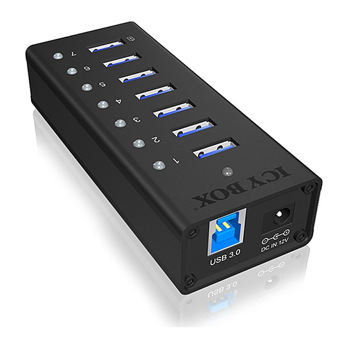 RaidSonic ICY BOX® USB-Hub IB-AC618 7-fach schwarz