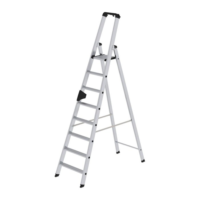 MUNK Stehleiter einseitig 40108 silber 8 Stufen, H: 251,0 cm