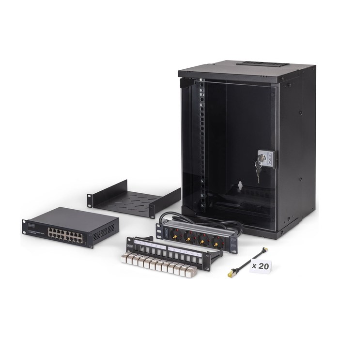 DIGITUS Netzwerk-Set 254 mm (10") - 9HE, 315x300 mm (BxT) sw