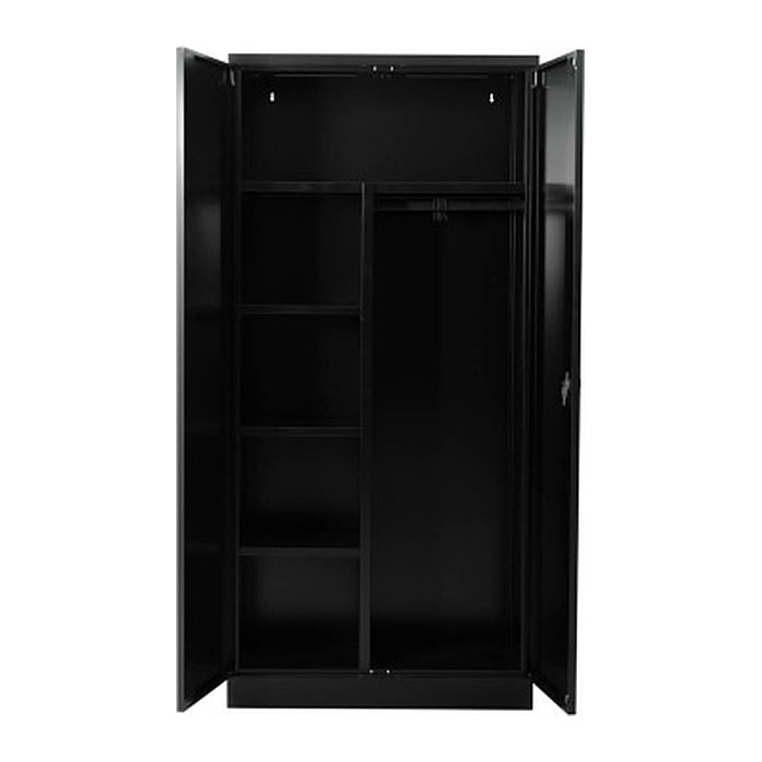 Gürkan Putzmittelschrank 110092 schwarz 3 Fachböden 92,0 x 42,0 x 195,0 cm, aufgebaut, 1 St.