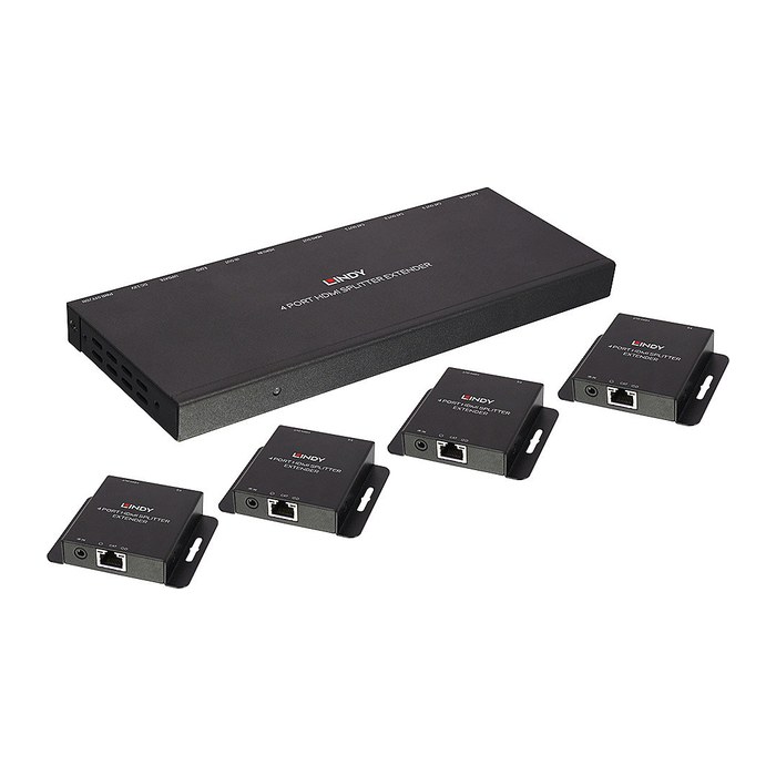 LINDY Extender & Splitter HDMI & IR Cat6 Loop Out 4 Port 50m