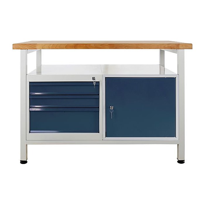 ADB Werkbank lichtgrau, anthrazitgrau 3 Schubladen 120,0 x 60,0 x 84,0 cm