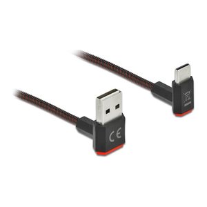DELOCK USB-A 2.0 Stecker zu USB-C Stecker gewinkelt 0,5m SW