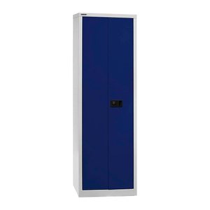BISLEY Stahlschrank Universal E782A04B6505 lichtgrau, oxofordblau 4 Fachböden 60,0 x 40,0 x 195,0 cm, aufgebaut, 1 St.