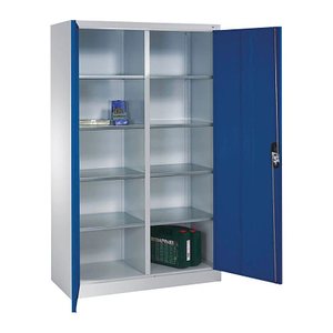 CP Stahlschrank 8931-311 S10123 lichtgrau, enzianblau 4 Fachböden 120,0 x 50,0 x 195,0 cm, aufgebaut, 1 St.