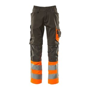 MASCOT® unisex Warnschutzhose Leeds dunkelanthrazit, orange Größe 27