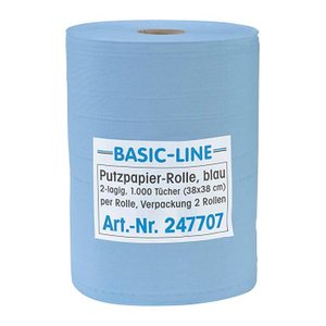 Putztuchrollen Basic-Line 2-lagig blau, 1.000 Blätter, 2 Rollen