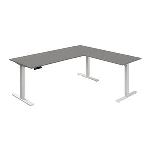 Kerkmann Move 3 elektrisch höhenverstellbarer Schreibtisch grafit L-Form, T-Fuß-Gestell weiß 180,0 x 80,0 cm