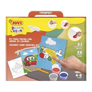 JOVI Bastelset Play & Fun Sand Painting Kit Transport mehrfarbig