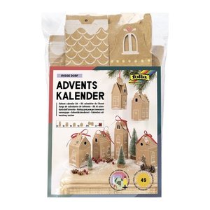 folia Adventskalender Hygge Dorf natur, weiß, rot
